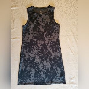 GAIAM Black and Gray Floral Pattern Sleeveless Tank Mini Dress, NWT, Small